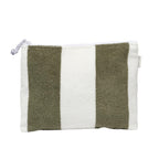 The Vacay Terry Beach Pouch - Olive Stripe