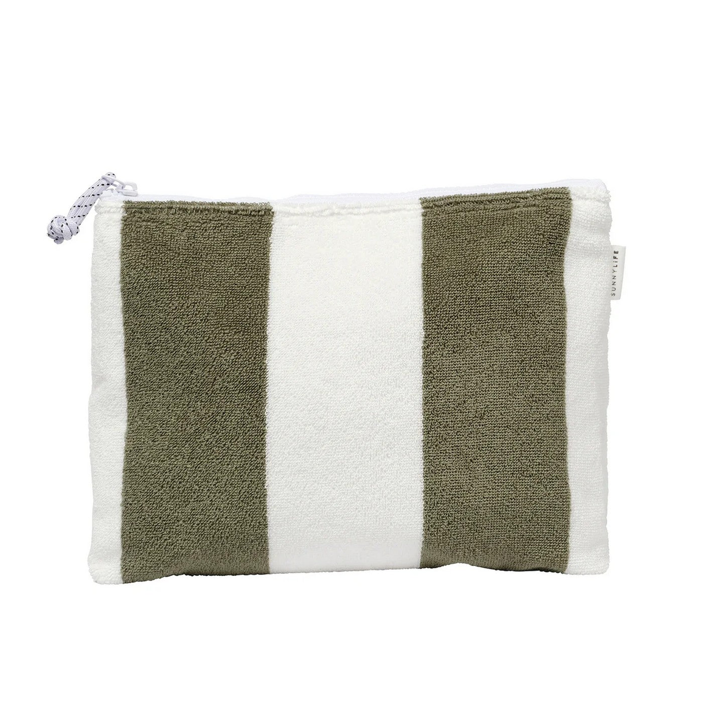 The Vacay Terry Beach Pouch - Olive Stripe