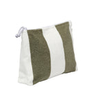 The Vacay Terry Beach Pouch - Olive Stripe