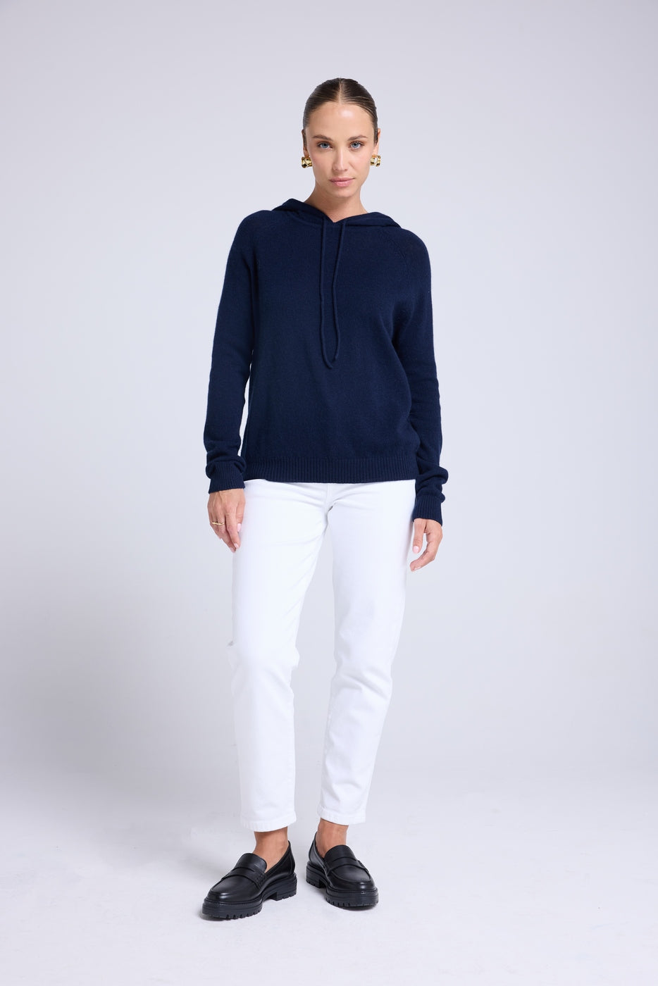 Sabrina Hooded Sweatshirt - Navy Blue
