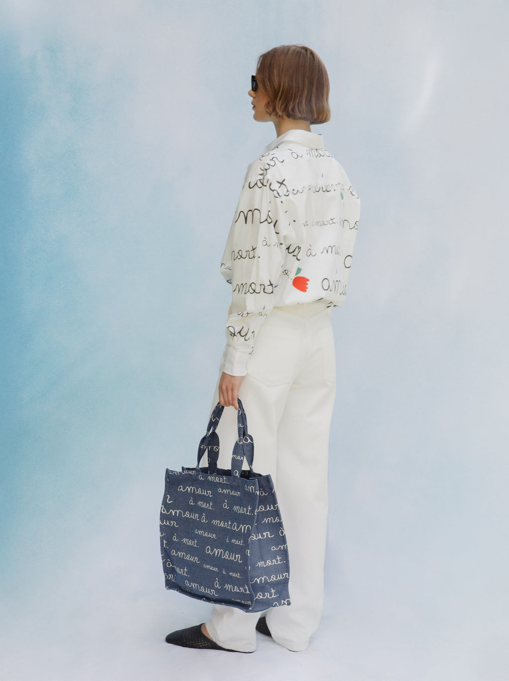 Amour Jacquard Denim Tote Bag