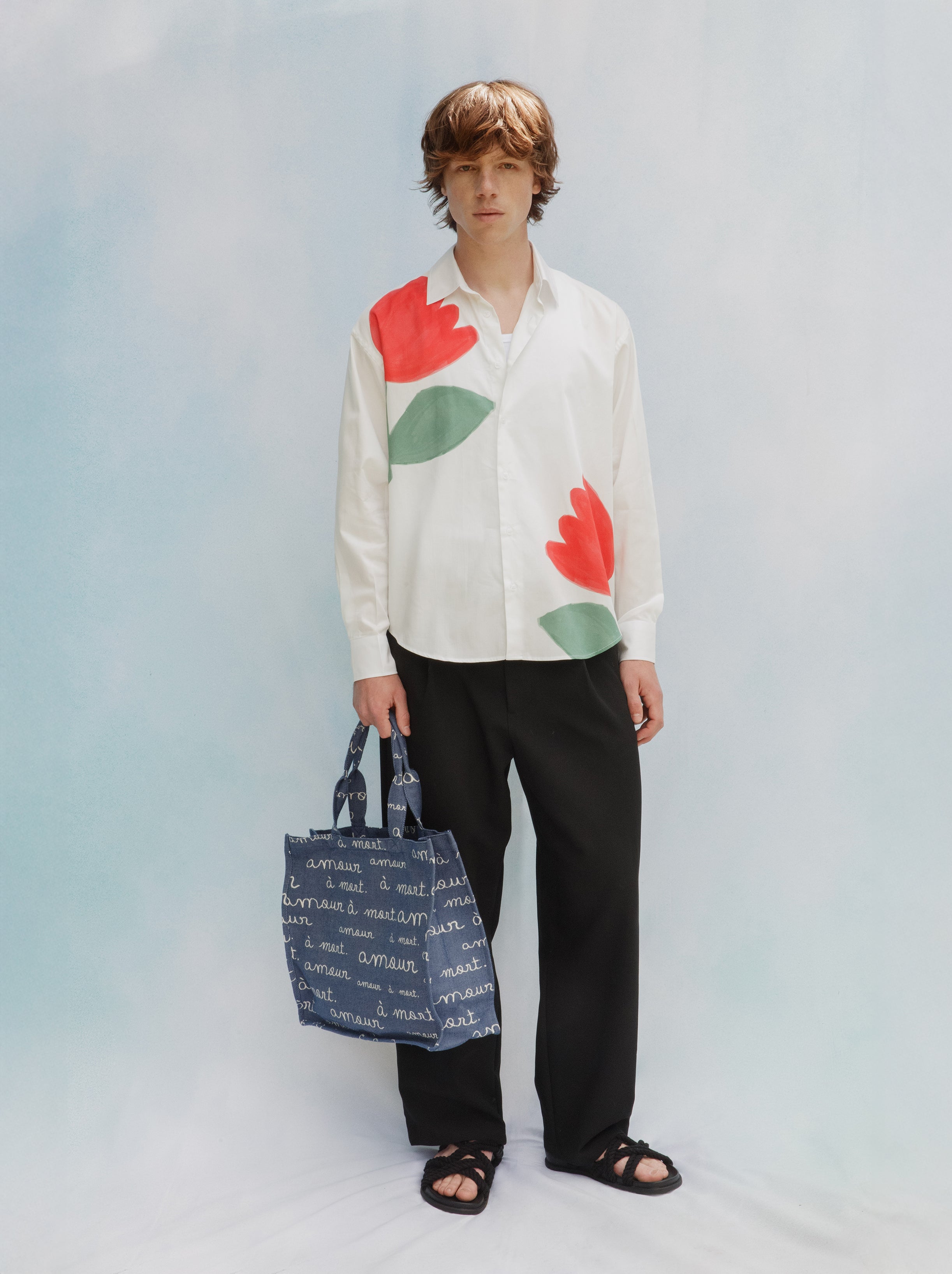 Amour Jacquard Denim Tote Bag