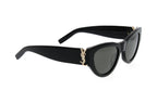 Luxury Eyewear – Okulary przeciwsłoneczne - Saint Laurent, czarne okulary przeciwsłoneczne z przyciemnianymi soczewkami i złotym logo na zauszniku