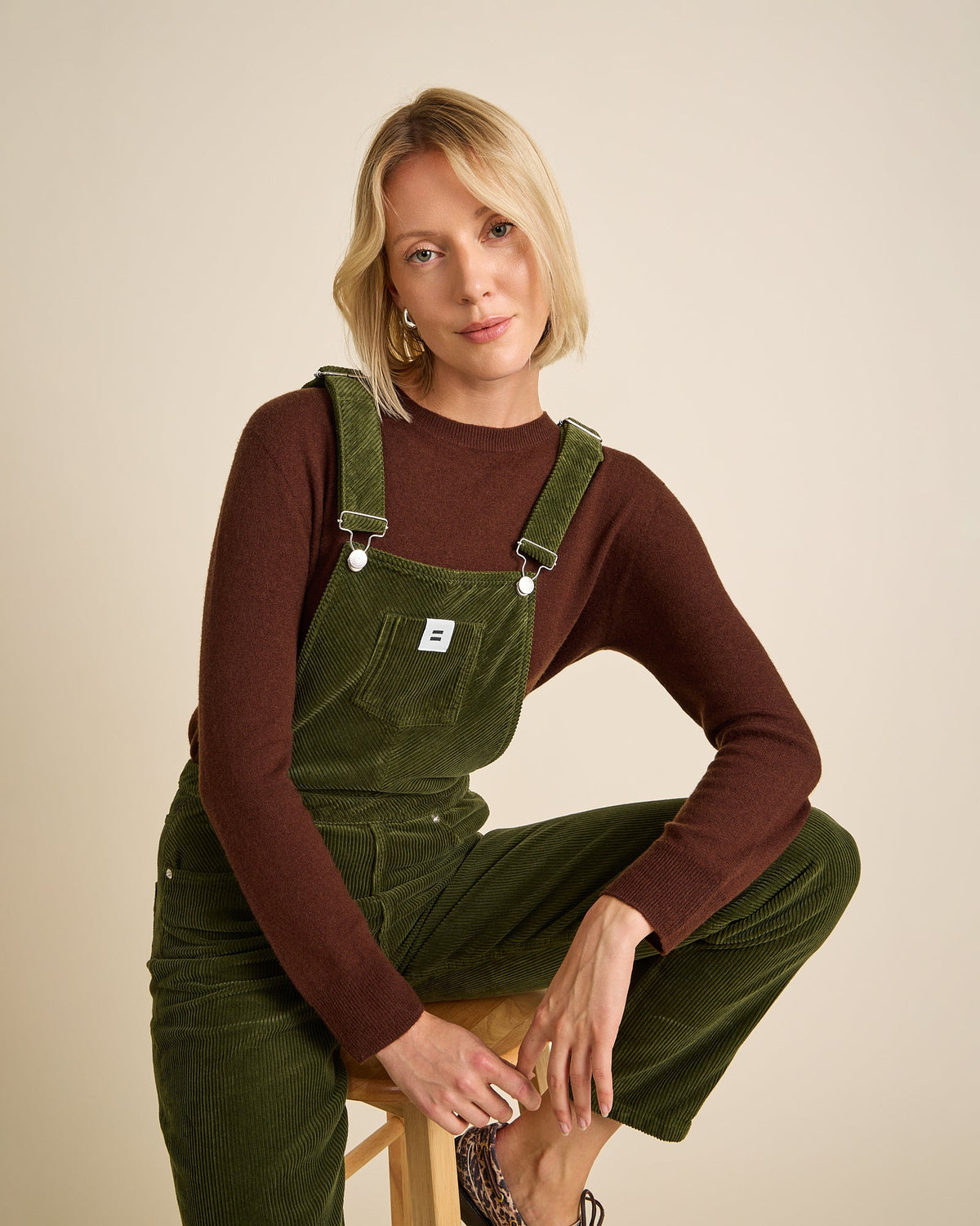 Mom-tuinbroek Olijfgroen