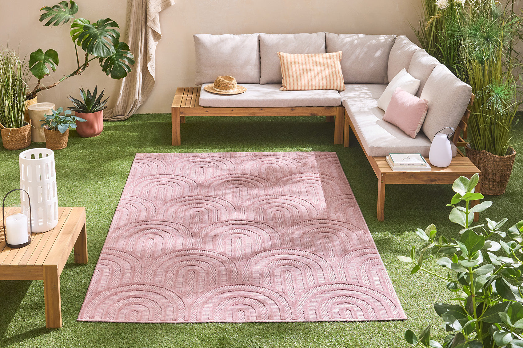 Indoor and outdoor rug SANTORINI 985 PINK: SAN985ROS Nazar rugs