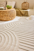 Indoor and outdoor rugs with symmetrical arc patterns White: SAN986BLA Nazar rugs