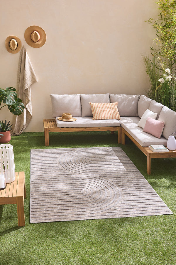 Indoor and outdoor rugs with symmetrical arc patterns SANTORINI 986 GRAY: SAN986GRI Nazar rugs