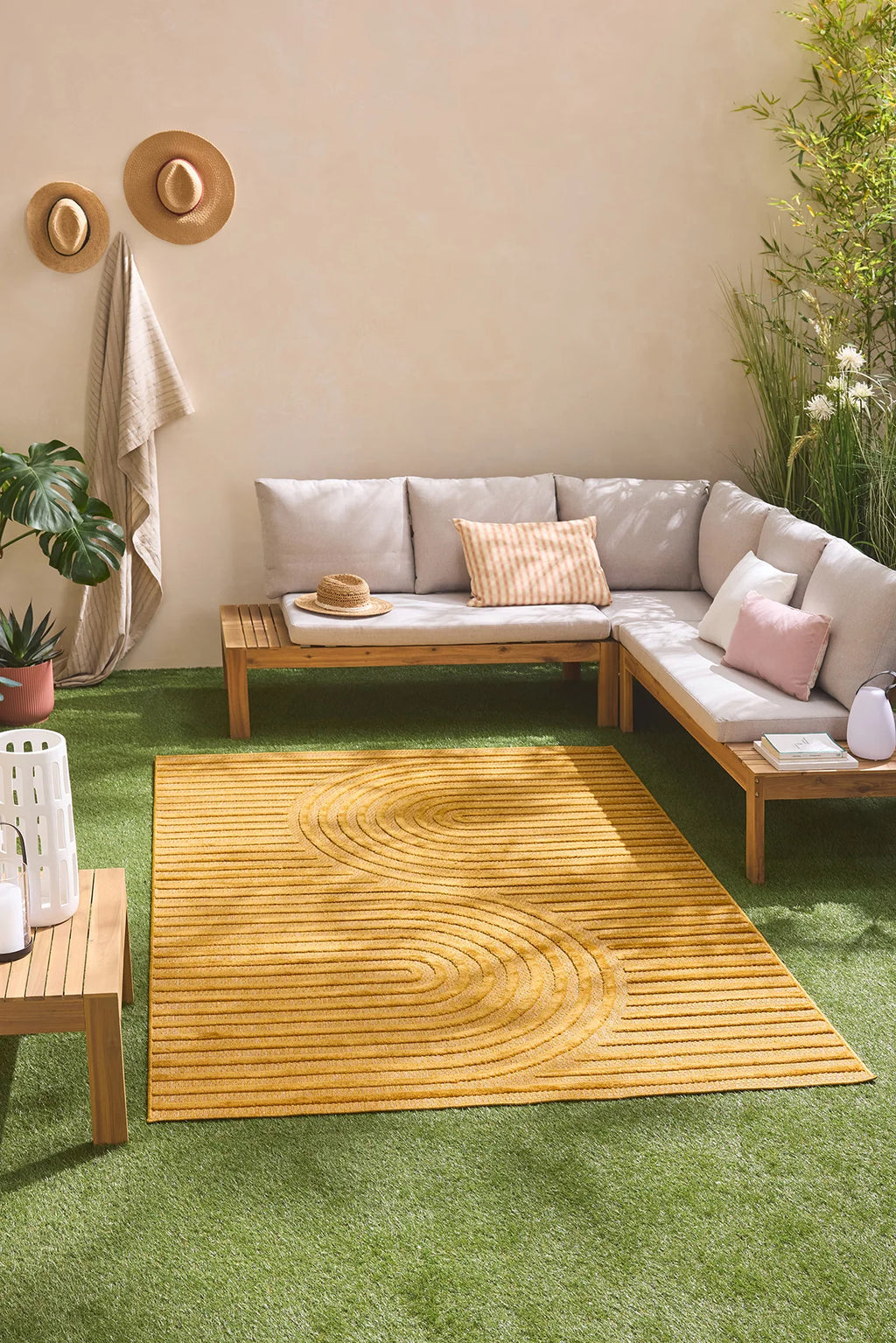 Santorini - Alfombra Interior/Exterior - Polipropileno - Amarillo