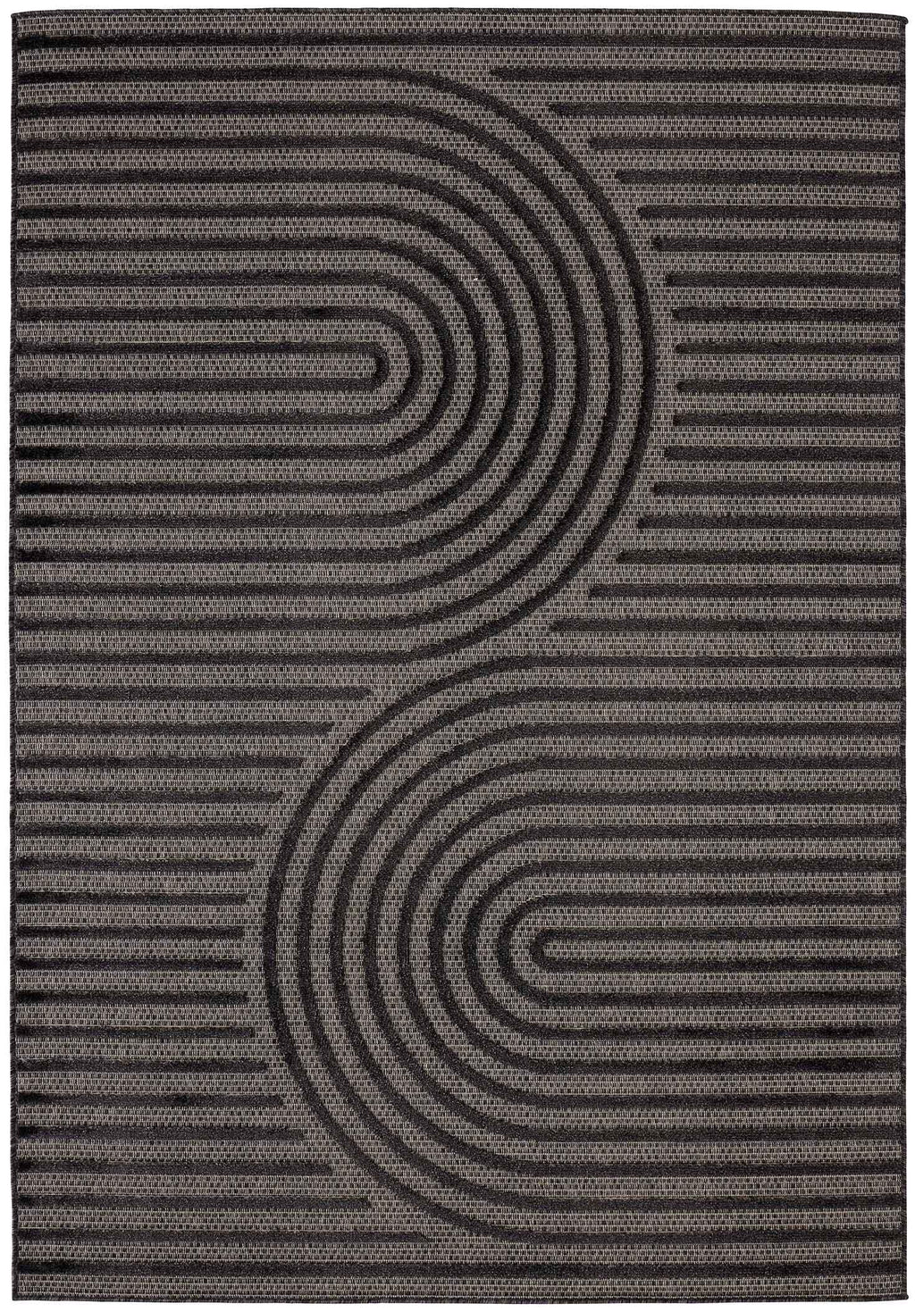 Santorini - Alfombra Interior/Exterior - Polipropileno - Negro