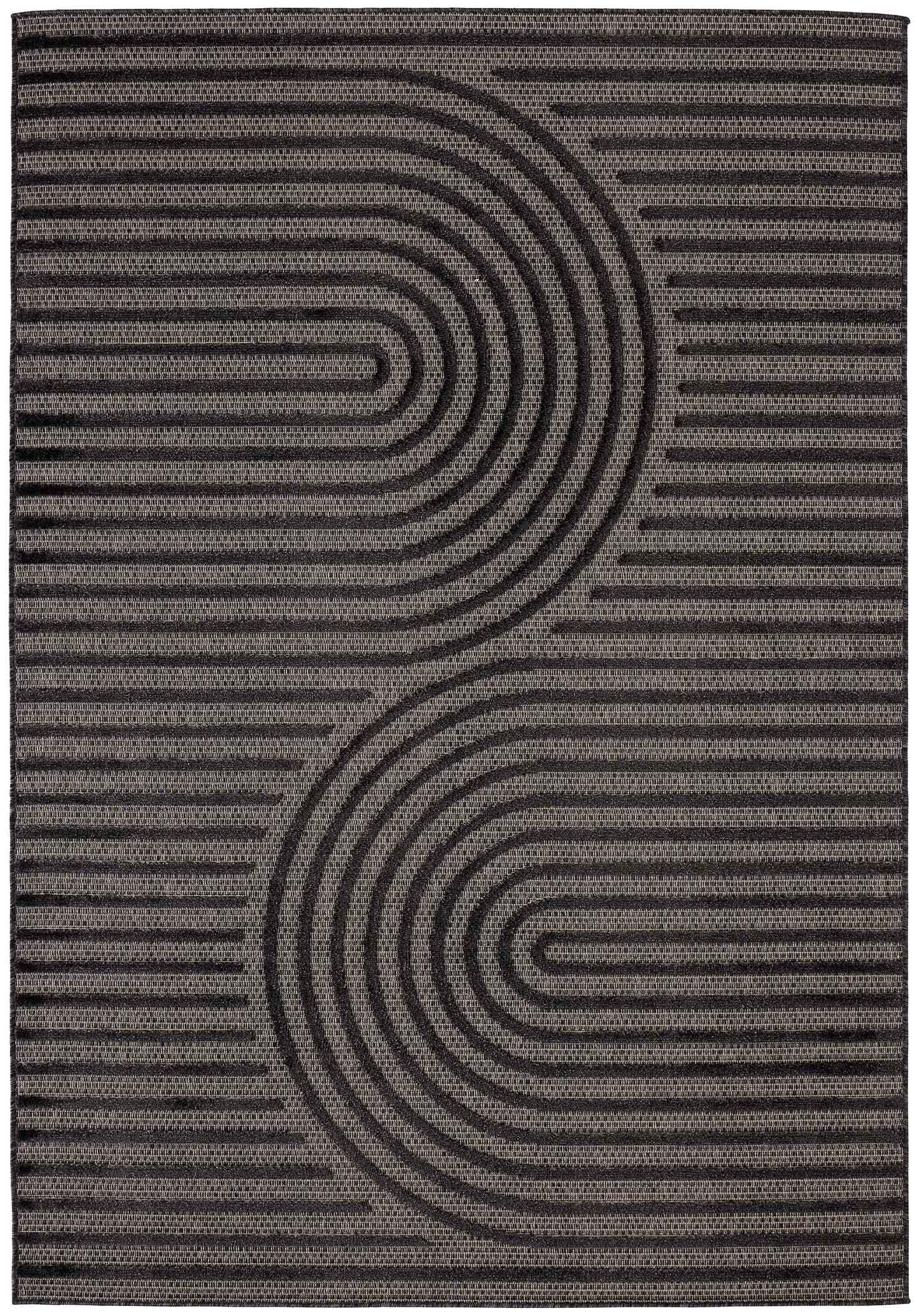 Santorini - Alfombra Interior/Exterior - Polipropileno - Negro