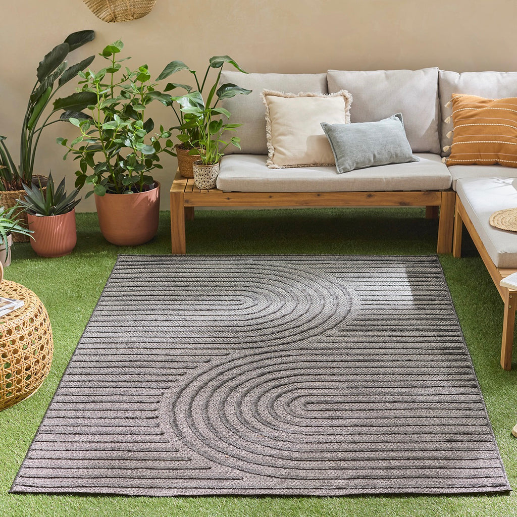 Santorini - Alfombra Interior/Exterior - Polipropileno - Negro