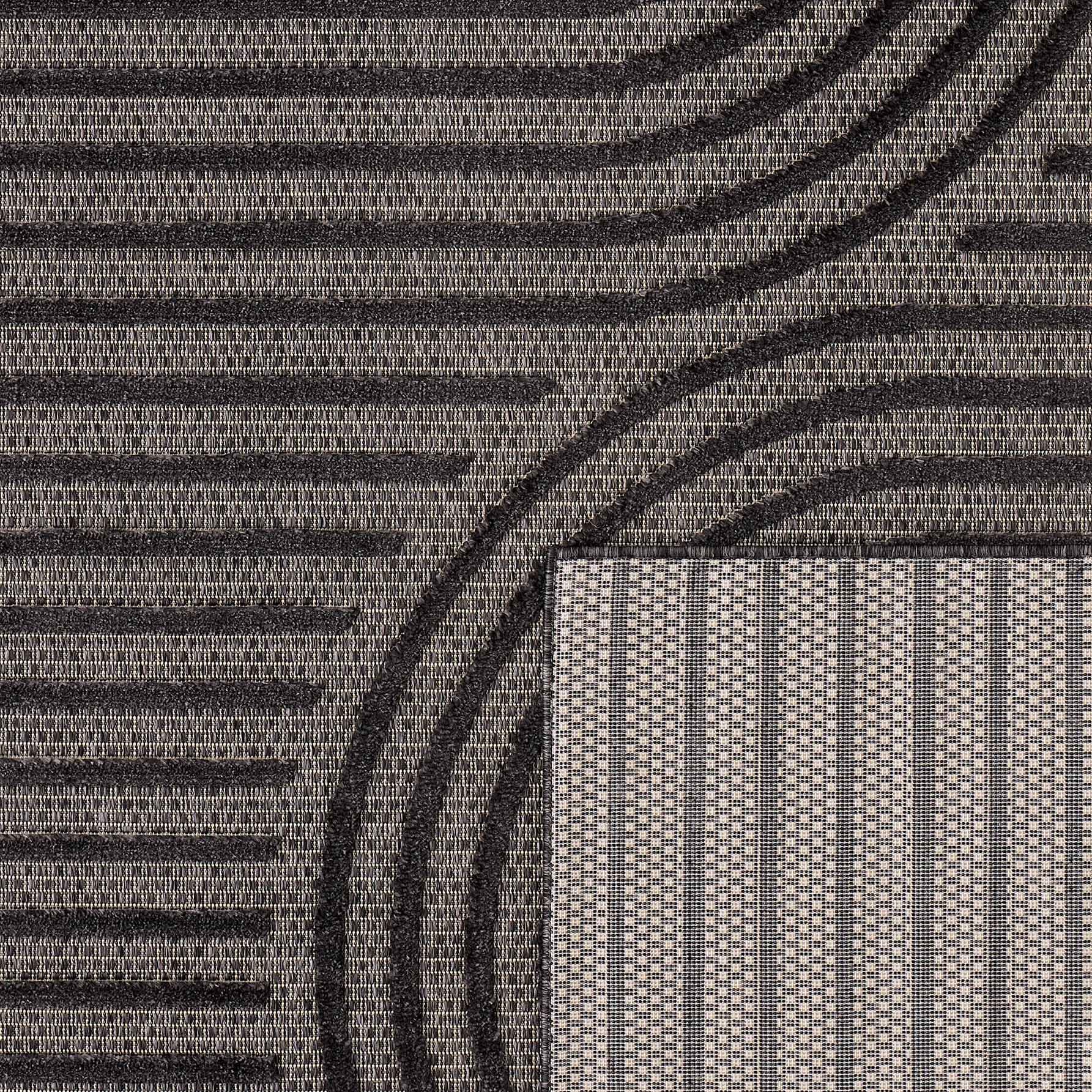 Santorini - Alfombra Interior/Exterior - Polipropileno - Negro