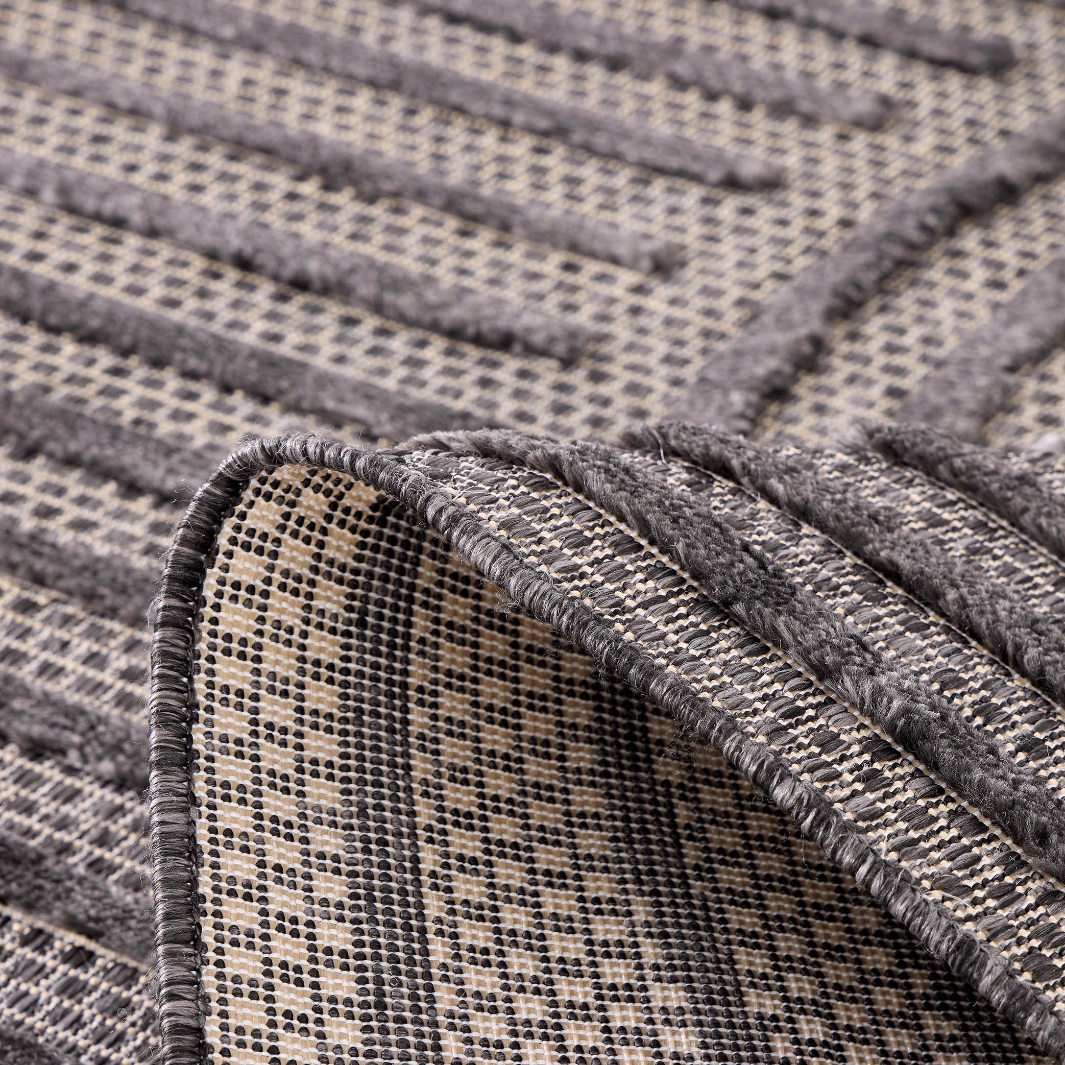 Santorini - Alfombra Interior/Exterior - Polipropileno - Negro