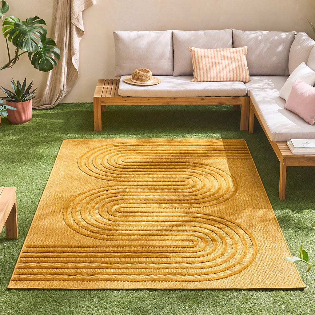 Santorini - Alfombra Interior/Exterior - Polipropileno - Amarillo