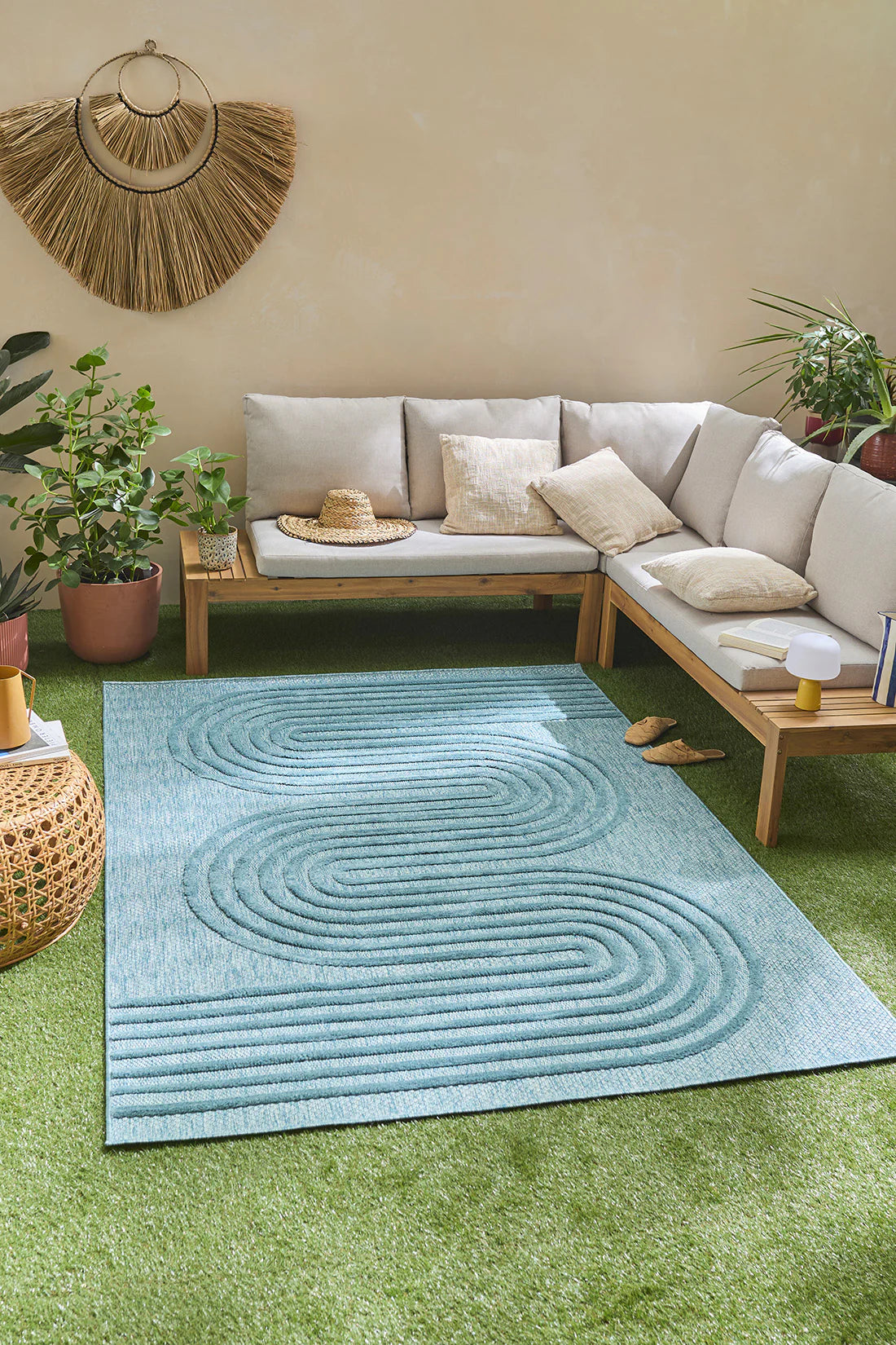 Santorini - Alfombra Interior/Exterior - Polipropileno - Turquesa