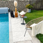 Indoor and outdoor rug with abstract Santorini pattern White: SAN988BLA Nazar rugs