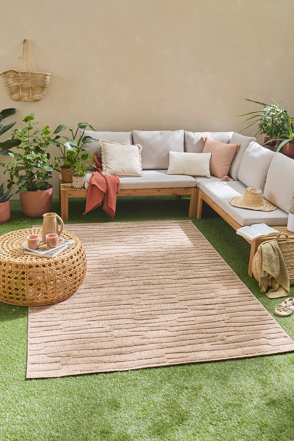 Beige patterned indoor and outdoor rugs: SAN990BEI Nazar rugs