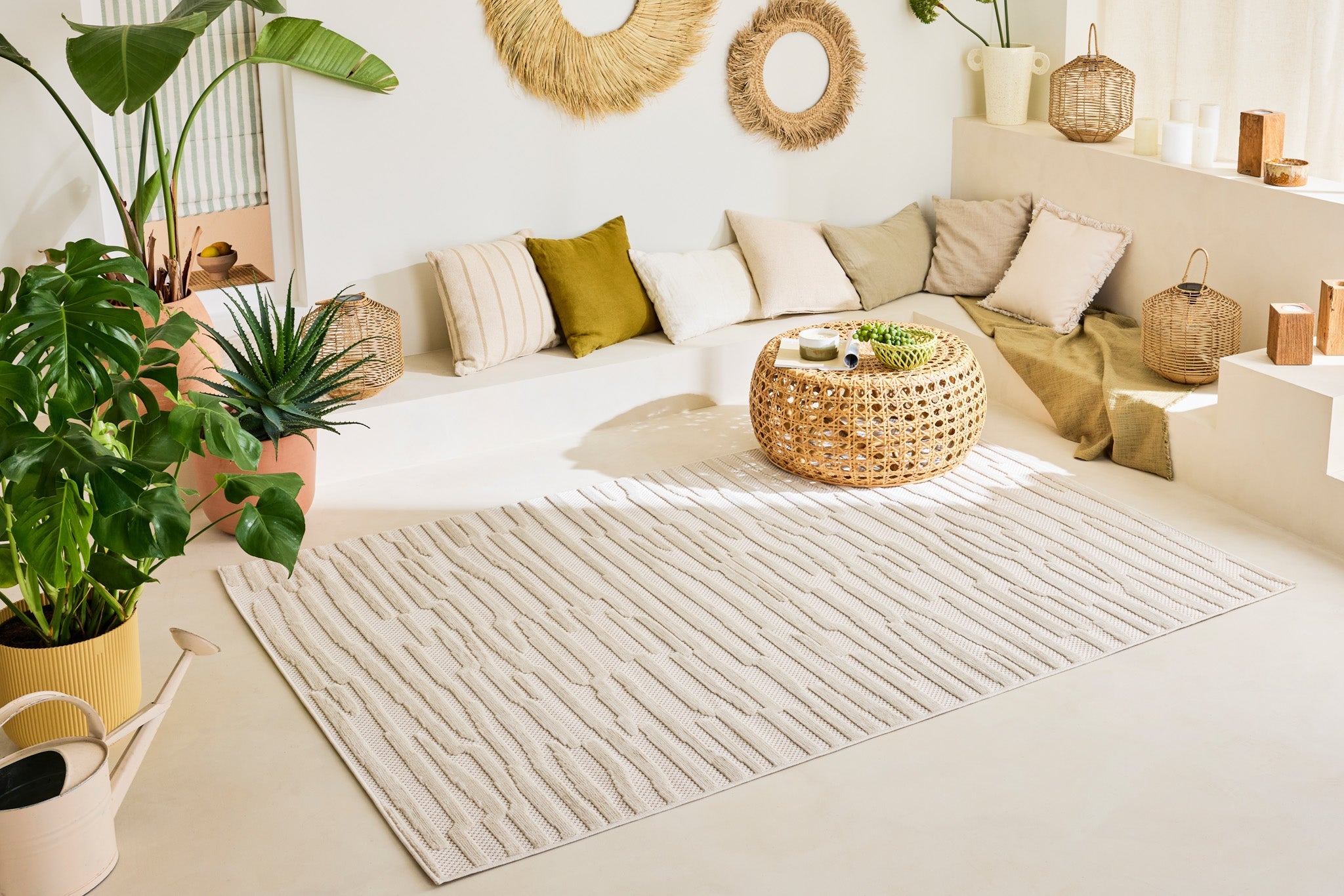 Patterned rug White: SAN990BLA Nazar rugs