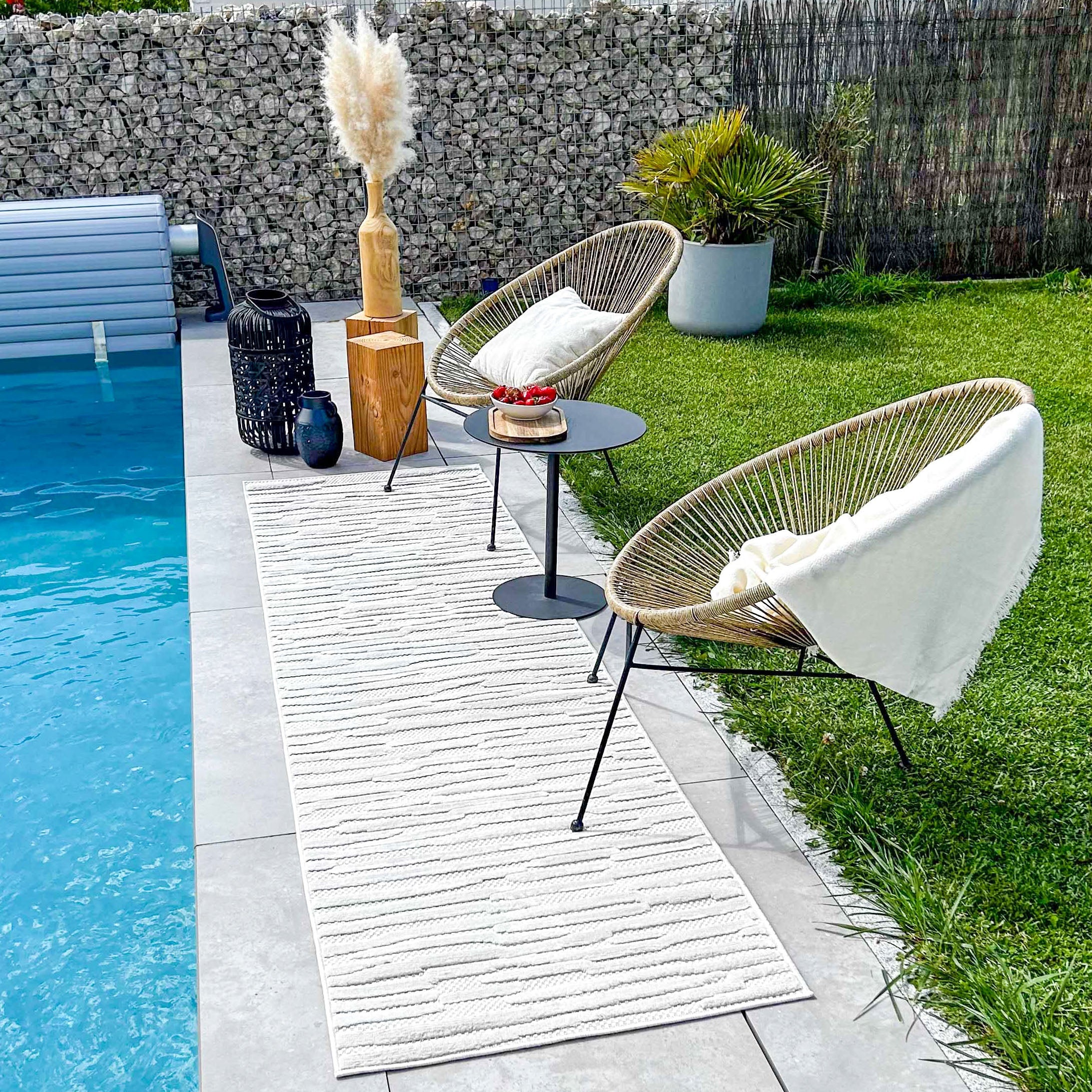 Patterned rug White: SAN990BLA Nazar rugs