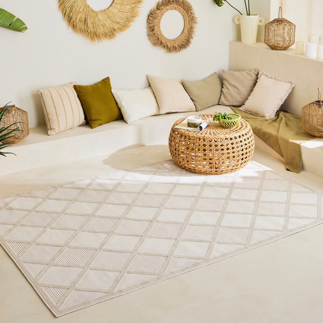Santorini - Tapis D'Intérieur/Extérieur - Polypropylène - Blanc