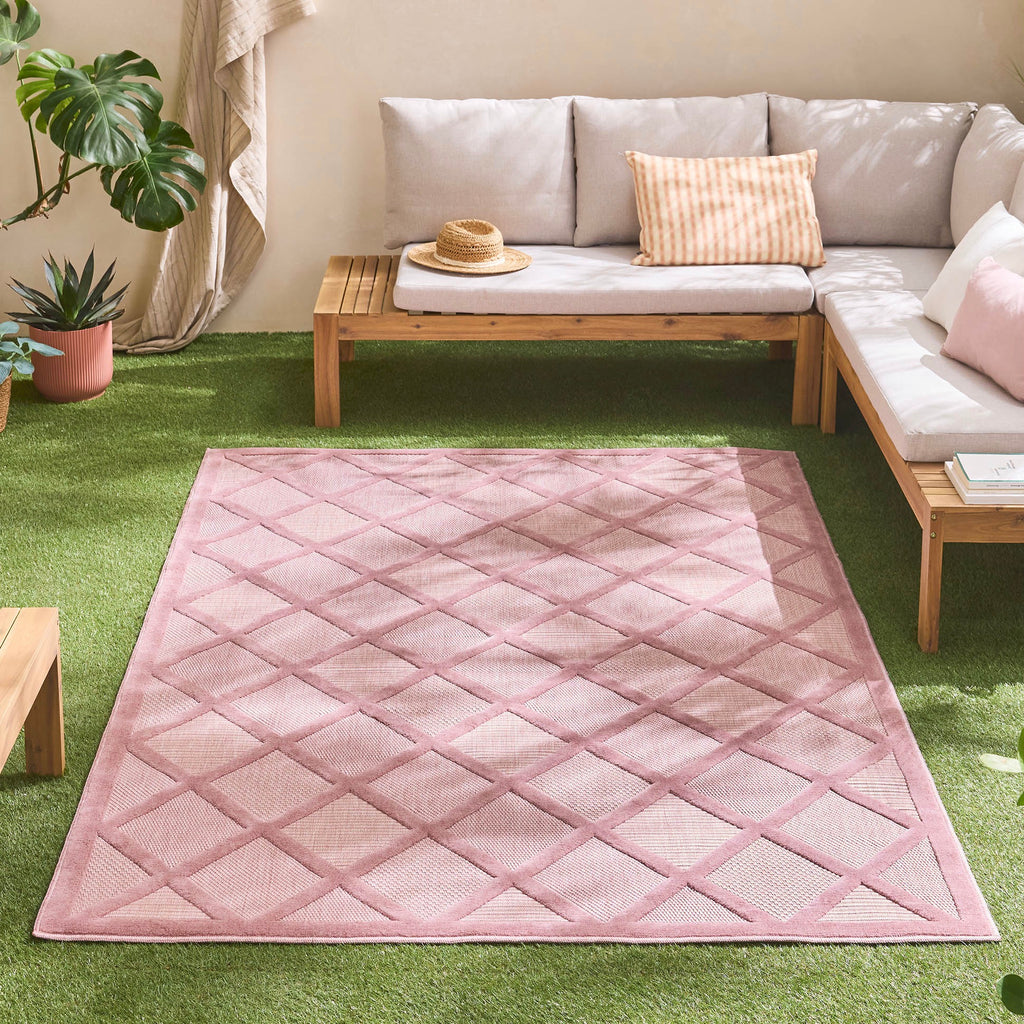 Santorini - Alfombra Interior/Exterior - Polipropileno - Rosa