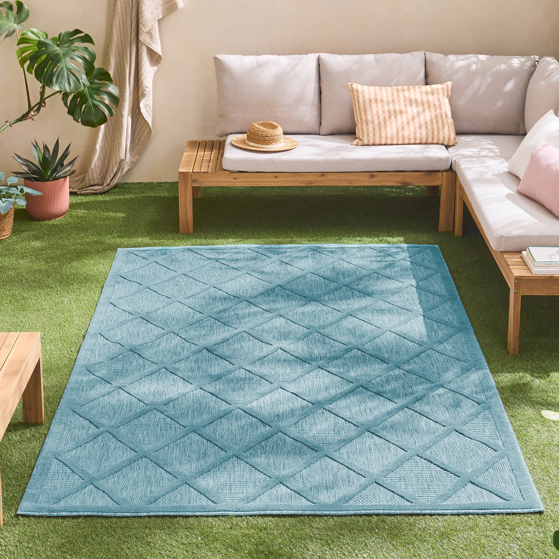 Santorini - Alfombra Interior/Exterior - Polipropileno - Turquesa