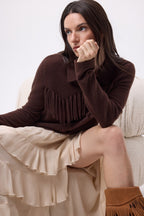 Chemise À Franges Devant Santa - Marron Chocolat - Femme