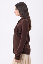 Chemise À Franges Devant Santa - Marron Chocolat - Femme