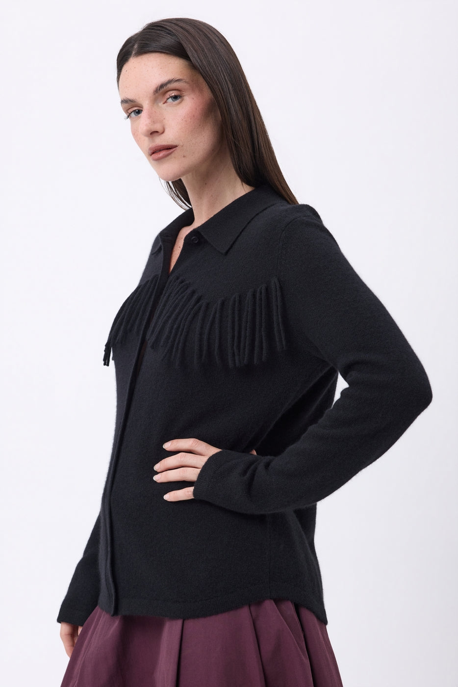 Chemise À Franges Devant Santa - Noir - Femme