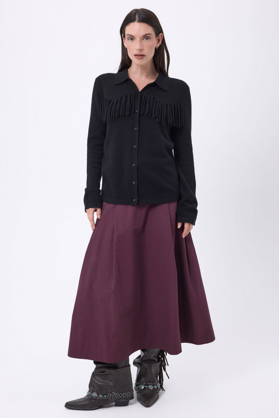 Chemise À Franges Devant Santa - Noir - Femme