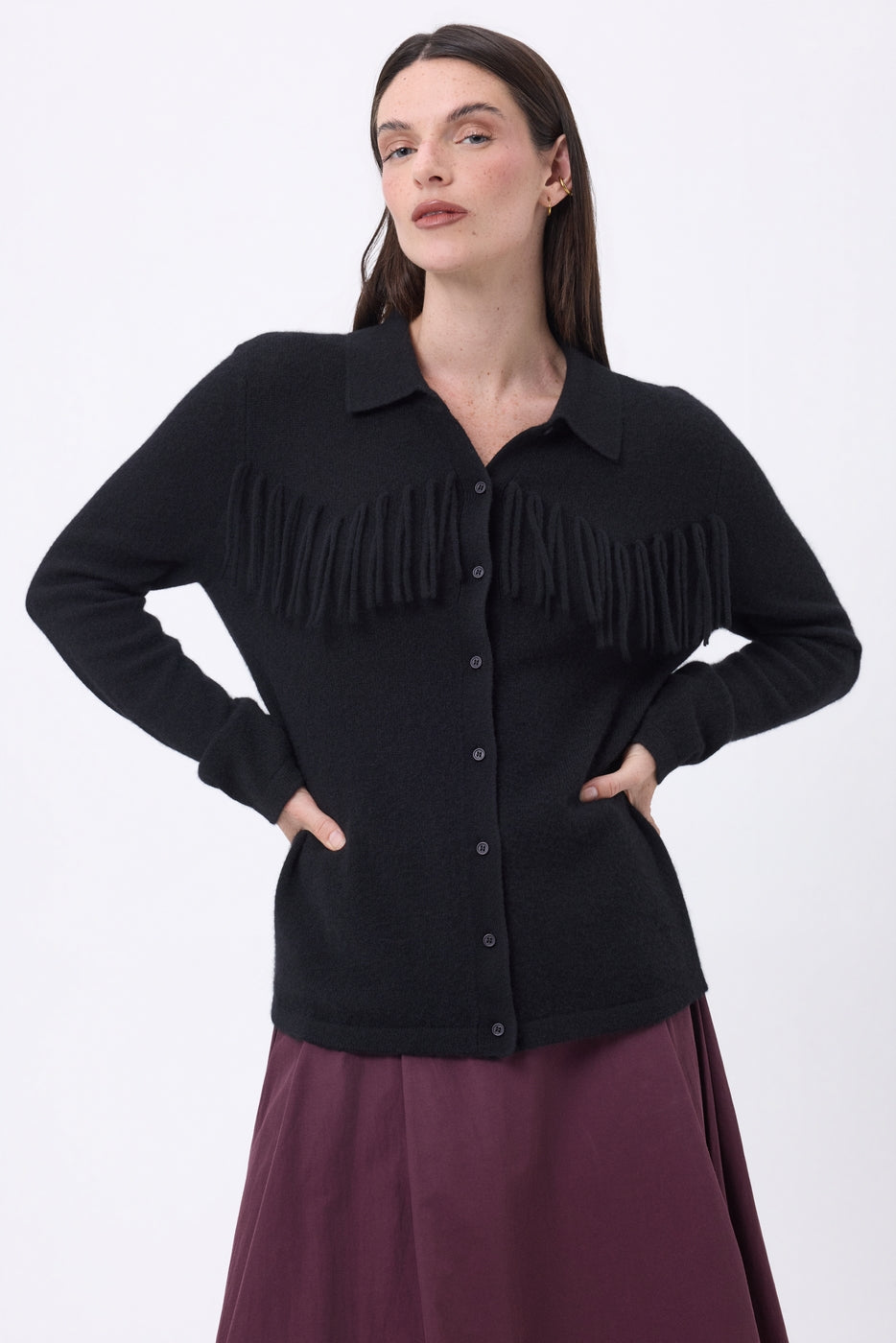 Chemise À Franges Devant Santa - Noir - Femme
