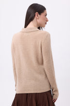 Santa Front Fringe Shirt - Cream Beige - Women