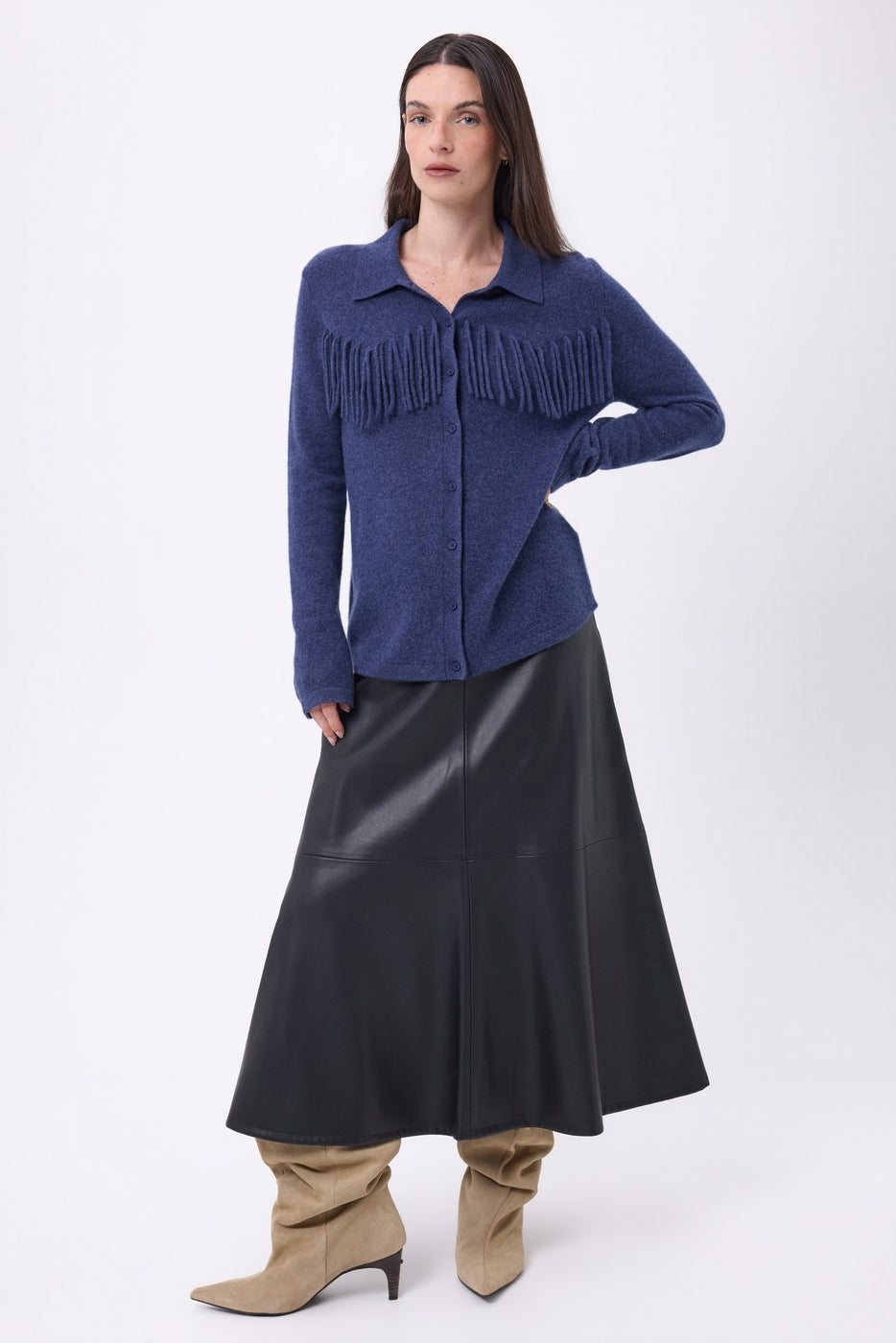 Chemise À Franges Devant Santa - Bleu Indigo - Femme
