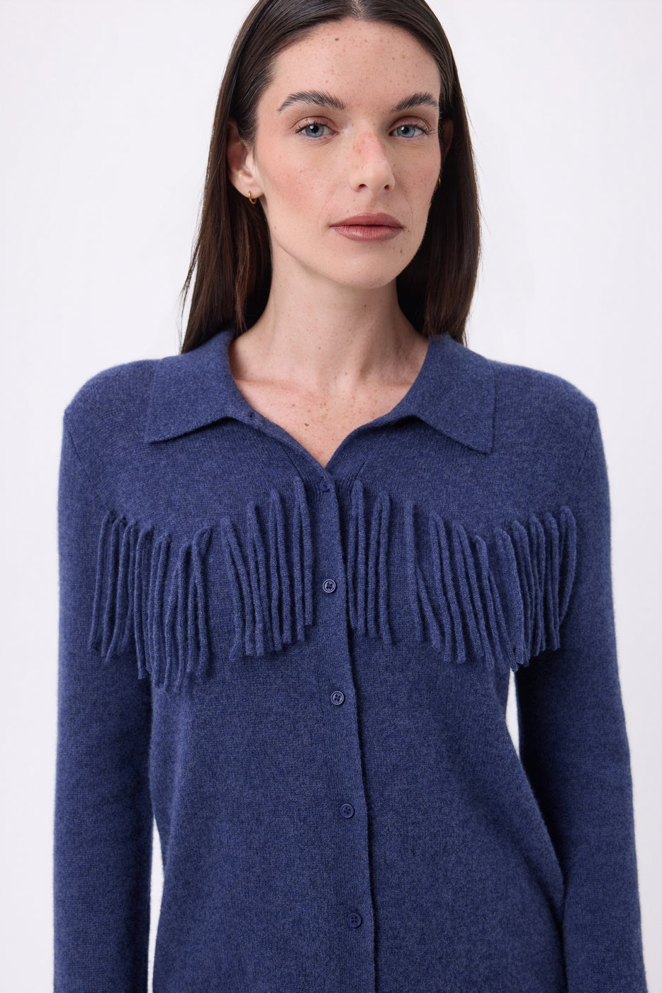Chemise À Franges Devant Santa - Bleu Indigo - Femme