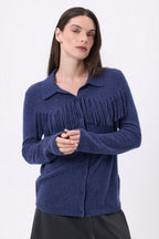 Chemise À Franges Devant Santa - Bleu Indigo - Femme
