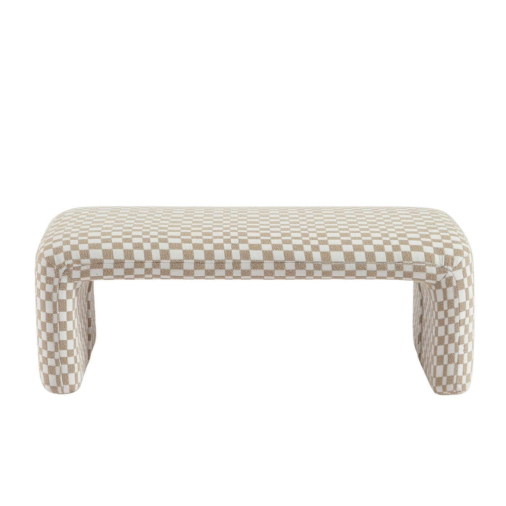 Saran - Sitzbank - Schachbrettmuster-Stoff - Beige