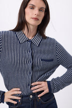 Chemise À Rayure Sassy - Bleu Marine Blanc - Femme