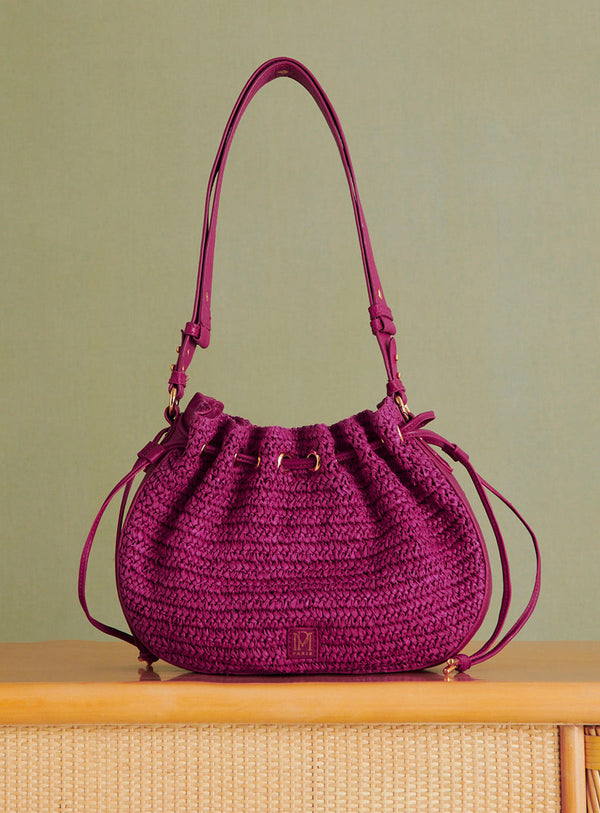 Sac Sauline Raphia - Fushia