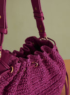 Sac Sauline Raphia - Fushia