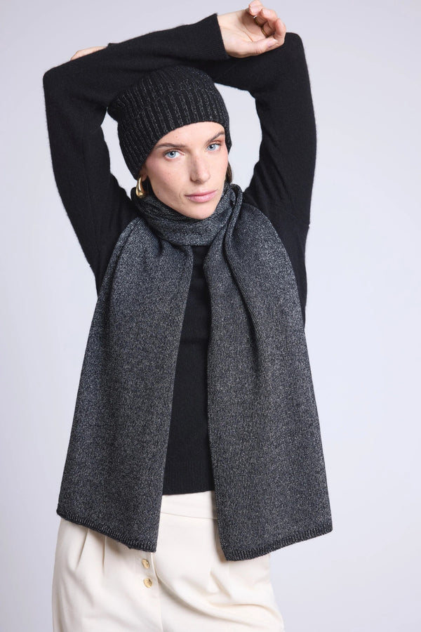 Bufanda Estola Unisex Lurex Scarf - Negro Lurex Plateado - Mixto