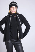 Bufanda estola con pespuntes Scarf - Negro Blanco - Unisex