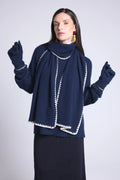 Bufanda Estola Pespuntes Scarf - Azul Marino Blanco - Mixto