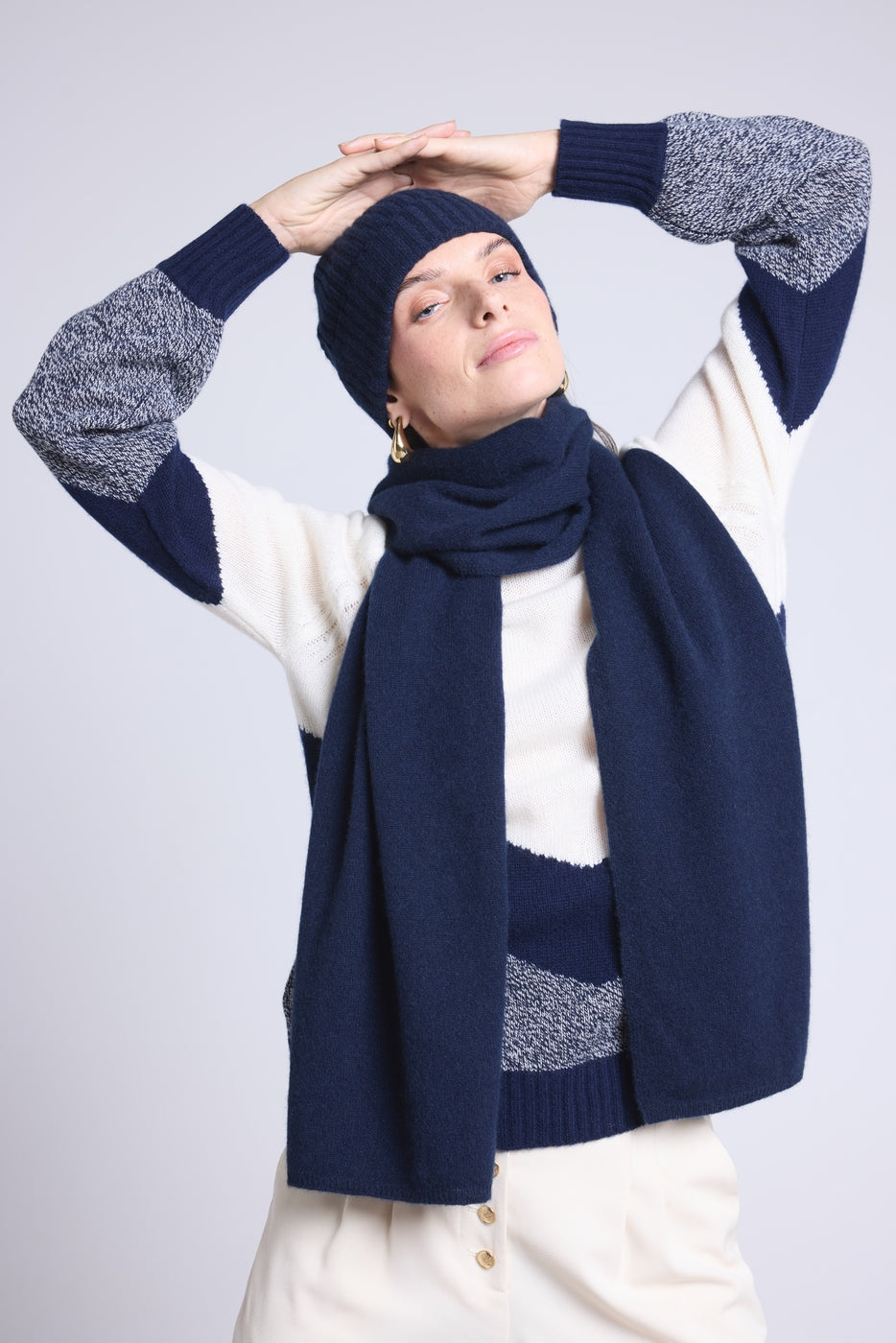 Echarpe Etole Unisexe Scarf En Cachemire - Bleu Marine - Mixte