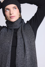 Unisex Lurex Stole Scarf - Black Silver Lurex - Mixed