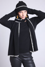 Bufanda estola con pespuntes Scarf - Negro Blanco - Unisex
