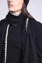 Bufanda estola con pespuntes Scarf - Negro Blanco - Unisex