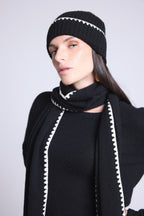 Bufanda estola con pespuntes Scarf - Negro Blanco - Unisex