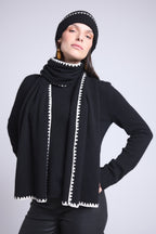 Bufanda estola con pespuntes Scarf - Negro Blanco - Unisex