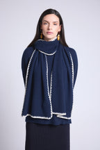 Bufanda Estola Pespuntes Scarf - Azul Marino Blanco - Mixto