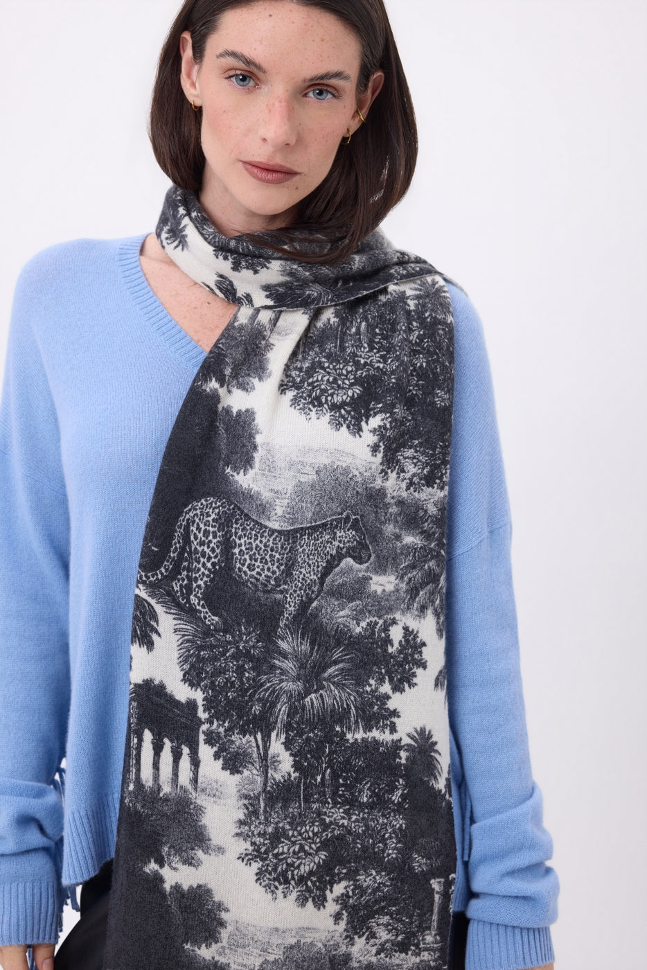 Echarpe Printée Jungle Tj - Noir Blanc - Mixte